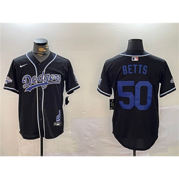 Los Angeles Dodgers #50 Mookie Betts Black 2024 World Series Champions Limited Stitched Jersey