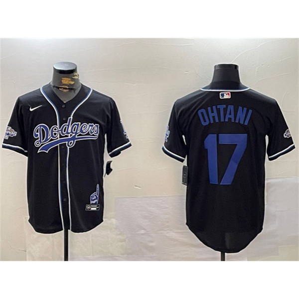 Los Angeles Dodgers #17 Shohei Ohtani Black 2024 World Series Champions Limited Stitched Jersey