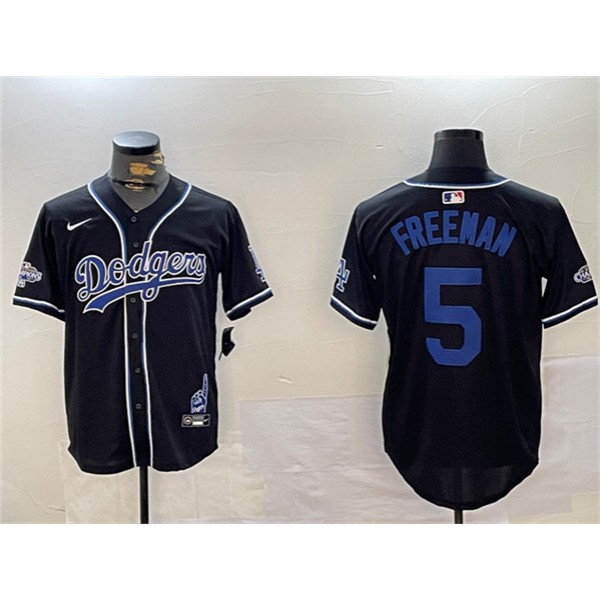 Los Angeles Dodgers #5 Freddie Freeman Black 2024 World Series Champions Limited Stitched Jersey