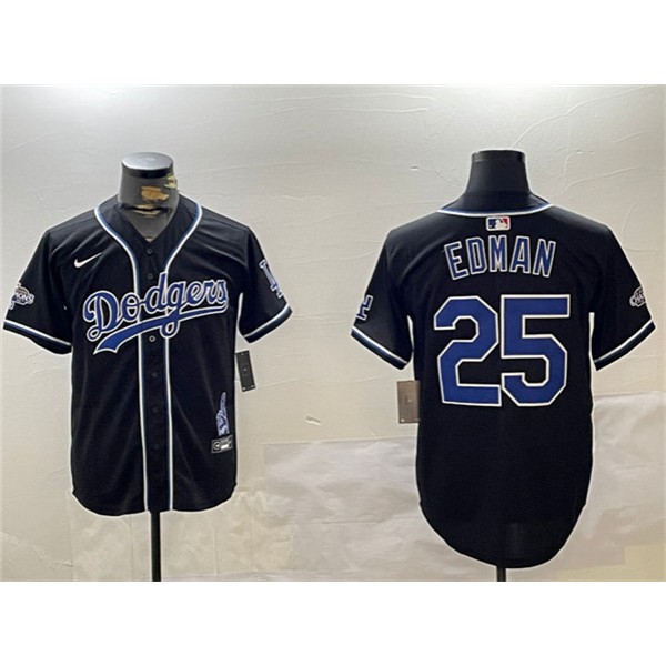 Los Angeles Dodgers #25 Tommy Edman Black 2024 World Series Champions Limited Jersey