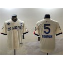 Los Angeles Dodgers #5 Freddie Freeman Cream 2024 World Series With Fernando Memorial Patch City Connect Limited Stitched Jersey