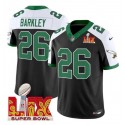 Philadelphia Eagles #26 Saquon Barkley Black White 2025 Super Bowl LIX Patch F.U.S.E. Vapor Untouchable Limited Stitched Jersey
