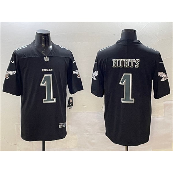 Philadelphia Eagles #1 Jalen Hurts Black Fashion New Vapor Untouchable Limited Stitched Jersey