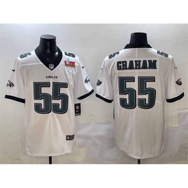 Philadelphia Eagles #55 Brandon Graham White 2025 Super Bowl LIX Patch New Vapor Untouchable Limited Stitched Jersey