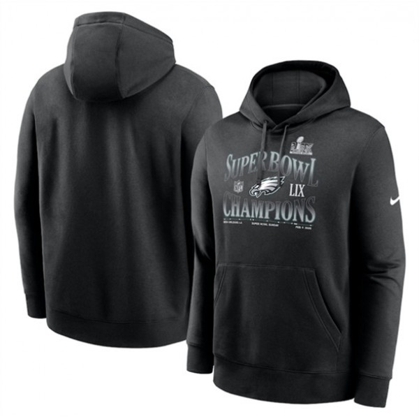 Philadelphia Eagles Black Super Bowl LIX Champions 90'S Retro Pullover Hoodie