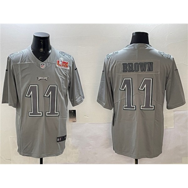 Philadelphia Eagles #11 A. J. Brown Gray 2025 Super Bowl LIX Patch Atmosphere Fashion Vapor Untouchable Limited Stitched Jersey