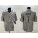 Philadelphia Eagles #1 Jalen Hurts Grey 2025 Super Bowl LIX Patch Atmosphere Fashion Vapor Untouchable Limited Stitched Jersey
