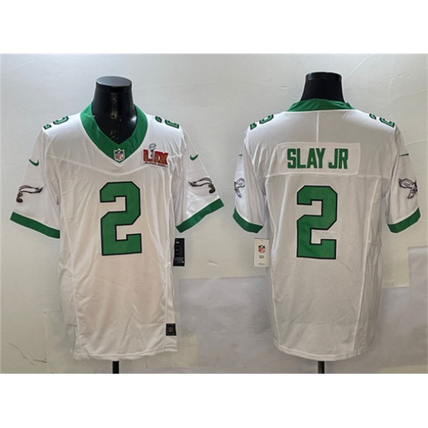 Philadelphia Eagles #2 Darius Slay Jr. White 2025 Super Bowl LIX Patch F.U.S.E. Vapor Untouchable Limited Stitched Jersey