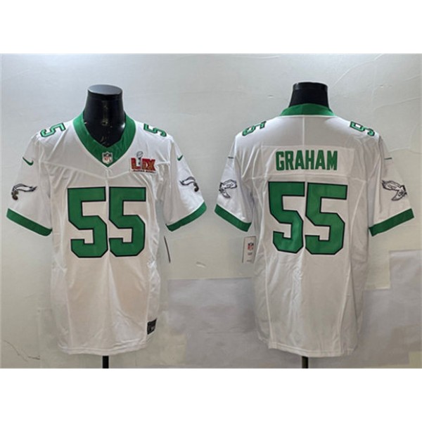 Philadelphia Eagles #55 Brandon Graham White 2025 Super Bowl LIX Patch F.U.S.E. Vapor Untouchable Limited Stitched Jersey