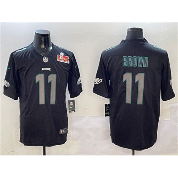 Philadelphia Eagles #11 A.J. Brown Black 2025 Super Bowl LIX Patch Impact Vapor Untouchable Limited Stitched Jersey