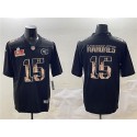 Kansas City Chiefs #15 Patrick Mahomes Black 2025 Super Bowl LIX Patch Statue Of Liberty Vapor Limited Stitched Jersey