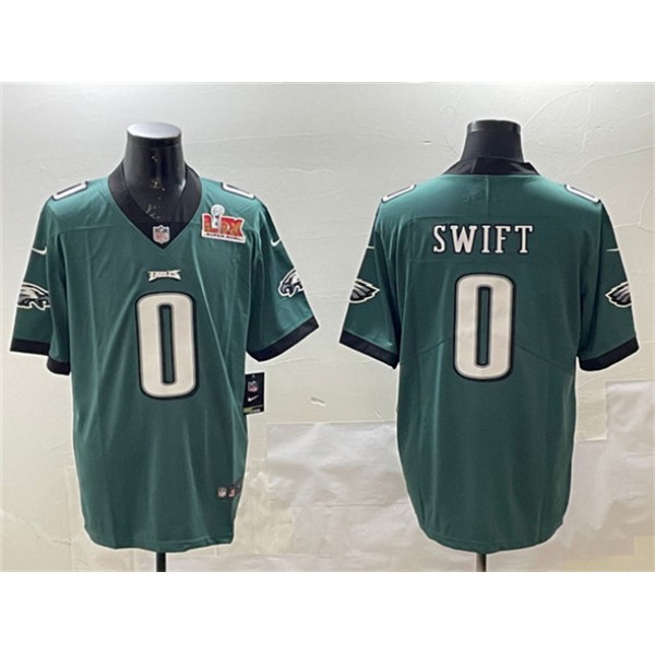 Philadelphia Eagles #0 D'Andre Swift Green 2025 Super Bowl LIX Patch Vapor Untouchable Limited Stitched Jersey