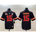 Kansas City Chiefs #15 Patrick Mahomes Black 2025 Super Bowl LIX Patch Vapor Untouchable Limited Stitched Jersey