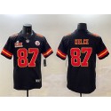 Kansas City Chiefs #87 Travis Kelce Black 2025 Super Bowl LIX Patch Vapor Untouchable Limited Stitched Jersey