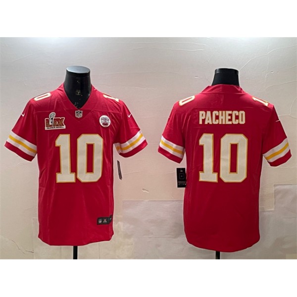 Kansas City Chiefs #10 Isiah Pacheco Red 2025 Super Bowl LIX Patch Vapor Untouchable Limited Stitched Jersey