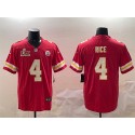 Kansas City Chiefs #4 Rashee Rice Red 2025 Super Bowl LIX Patch Vapor Untouchable Limited Stitched Jersey