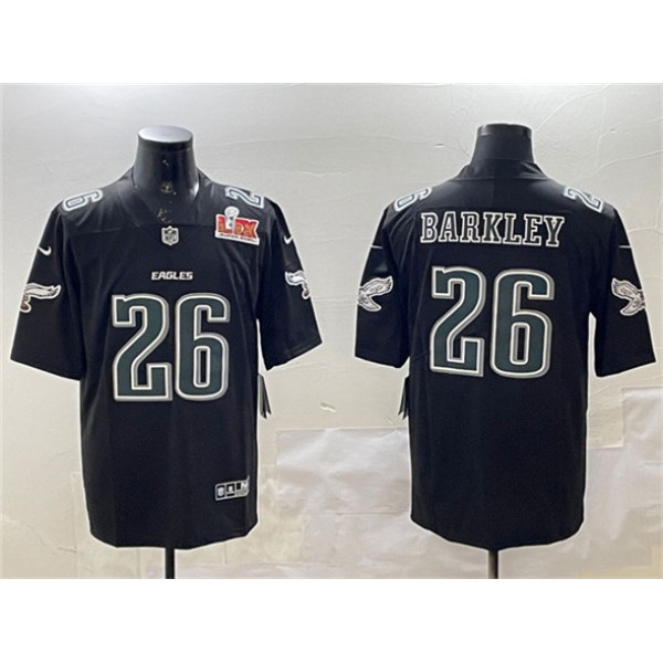 Philadelphia Eagles #26 Saquon Barkley Black 2025 Super Bowl LIX Patch Fashion Vapor Untouchable Limited Stitched Jersey