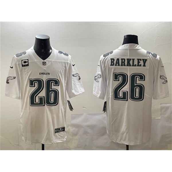 Philadelphia Eagles #26 Saquon Barkley White Fashion With 3-Star C Patch Vapor Untouchable Limited Stitched Jersey