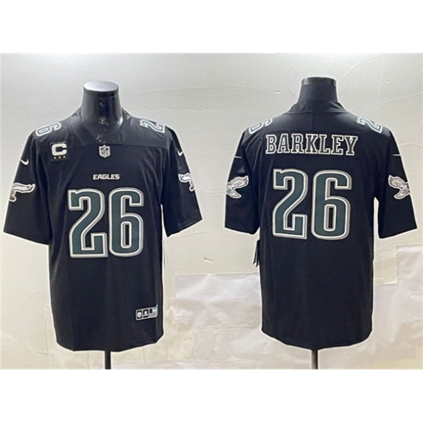 Philadelphia Eagles #26 Saquon Barkley Black Fashion With 3-Star C Patch Vapor Untouchable Limited Stitched Jersey