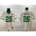 Philadelphia Eagles #26 Saquon Barkley White 2025 Super Bowl LIX Patch F.U.S.E. Vapor Untouchable Limited Stitched Jersey