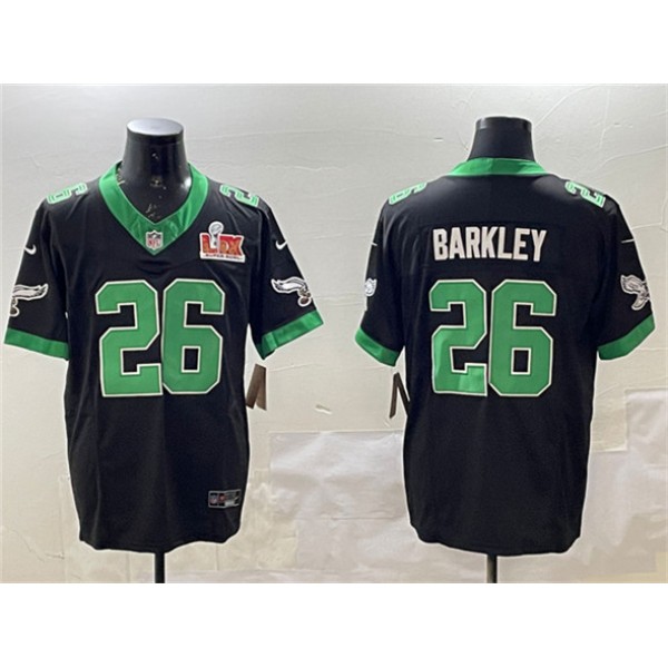 Philadelphia Eagles #26 Saquon Barkley Black 2025 Super Bowl LIX Patch F.U.S.E. Vapor Untouchable Limited Stitched Jersey