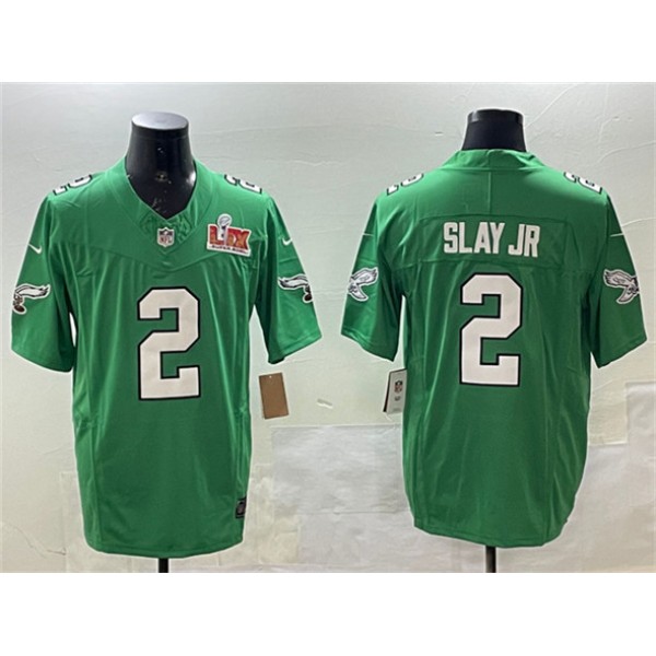 Philadelphia Eagles #2 Darius Slay Jr. Green 2025 Super Bowl LIX Patch F.U.S.E. Throwback Vapor Untouchable Limited Stitched Jersey