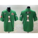 Philadelphia Eagles #1 Jalen Hurts Green Mexico 2025 Super Bowl LIX Patch And 3-Star C Patch Vapor Untouchable Limited Stitched Jersey