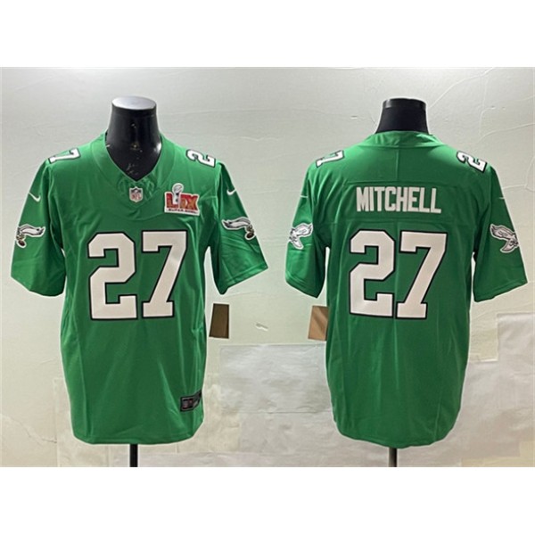 Philadelphia Eagles #27 Quinyon Mitchell Green 2025 Super Bowl LIX Patch F.U.S.E. Throwback Vapor Untouchable Limited Stitched Jersey