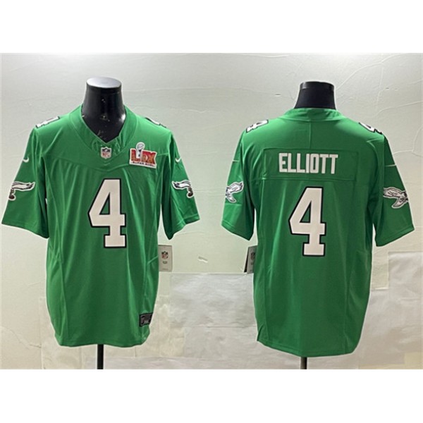Philadelphia Eagles #4 Jake Elliott Green 2025 Super Bowl LIX Patch F.U.S.E. Throwback Vapor Untouchable Limited Stitched Jersey