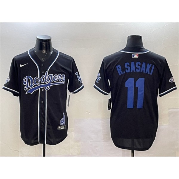 Los Angeles Dodgers #11 Roki Sasaki Black 2024 World Series Champions Limited Stitched Jersey