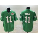 Philadelphia Eagles #11 A.J. Brown Green 2025 Super Bowl LIX Patch F.U.S.E. Throwback Vapor Untouchable Limited Stitched Jersey