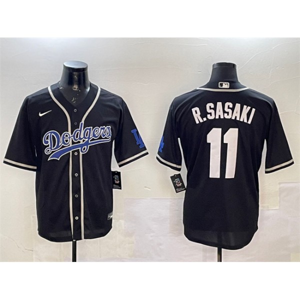 Los Angeles Dodgers #11 Roki Sasaki Black Cool Base Stitched Jersey