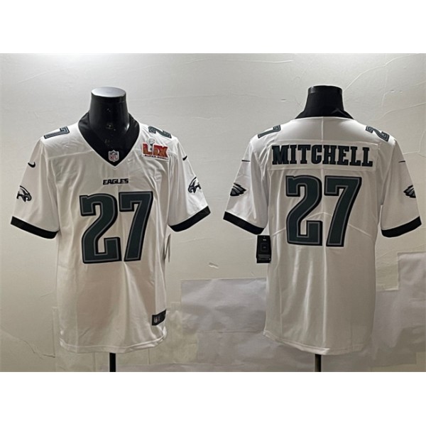 Philadelphia Eagles #27 Quinyon Mitchell White 2025 Super Bowl LIX Patch New Vapor Untouchable Limited Stitched Jersey