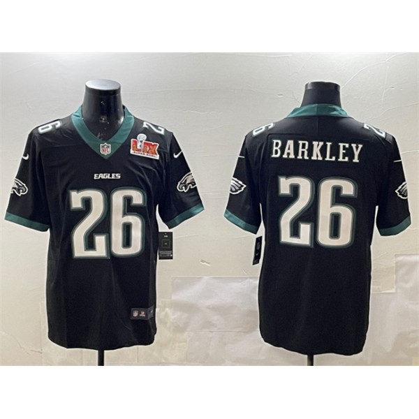 Philadelphia Eagles #26 Saquon Barkley Black 2025 Super Bowl LIX Patch New Vapor Untouchable Limited Stitched Jersey