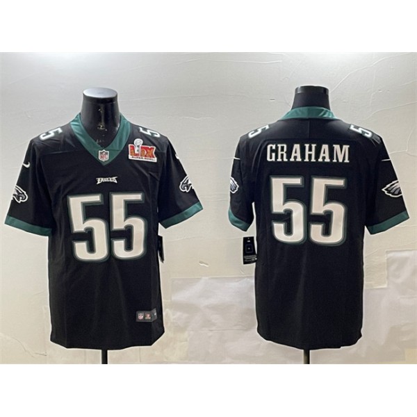 Philadelphia Eagles #55 Brandon Graham Black 2025 Super Bowl LIX Patch Vapor Untouchable Limited Stitched Jersey