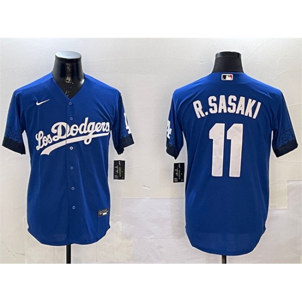 Los Angeles Dodgers #11 Roki Sasaki Royal City Connect Cool Base Stitched Jersey