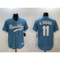 Los Angeles Dodgers #11 Roki Sasaki Blue Throwback Stitched Jersey