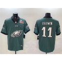 Philadelphia Eagles #11 A. J. Brown Green 2025 Super Bowl LIX Patch Team Big Logo Vapor Untouchable Limited Stitched Jersey