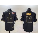 Philadelphia Eagles #11 A. J. Brown Black Gold 2025 Super Bowl LIX Patch Salute To Service Vapor Untouchable Limited Stitched Jersey