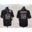 Kansas City Chiefs #15 Patrick Mahomes Black Gold 2025 Super Bowl LIX Patch Vapor Limited Stitched Jersey