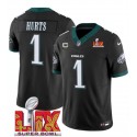 Philadelphia Eagles #1 Jalen Hurts Black 2025 Super Bowl LIX With 3-Star C Patch F.U.S.E. Vapor Untouchable Limited Stitched Jersey