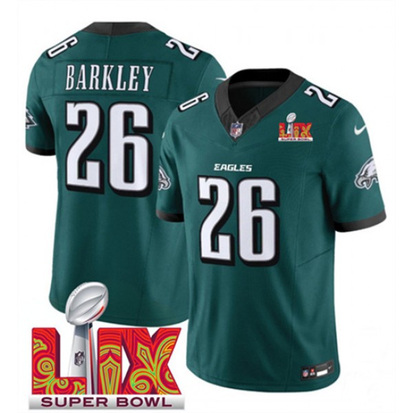 Philadelphia Eagles #26 Saquon Barkley Green 2025 Super Bowl LIX Patch Vapor Untouchable Limited Stitched Jersey