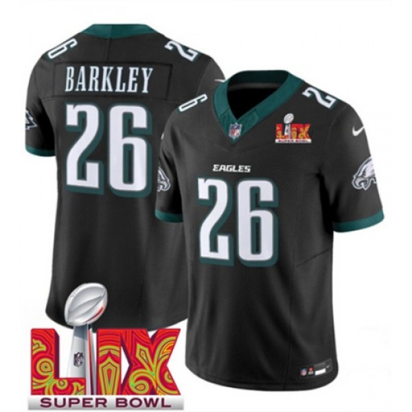 Philadelphia Eagles #26 Saquon Barkley Black 2025 Super Bowl LIX Patch Vapor Untouchable Limited Stitched Jersey