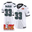 Philadelphia Eagles #33 Cooper DeJean White 2025 Super Bowl LIX Patch Vapor Untouchable Limited Stitched Jersey