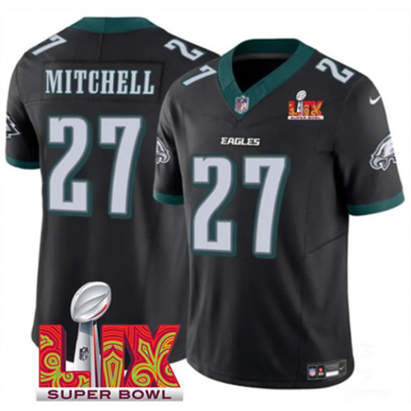 Philadelphia Eagles #27 Quinyon Mitchell Black 2025 Super Bowl LIX Patch Vapor Untouchable Limited Stitched Jersey