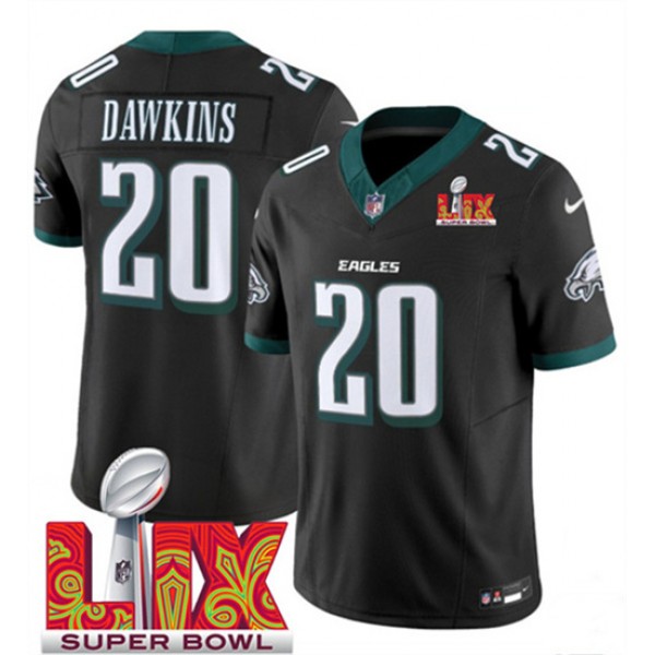 Philadelphia Eagles #20 Brian Dawkins Black 2025 Super Bowl LIX Patch Vapor Untouchable Limited Stitched Jersey