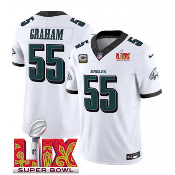 Philadelphia Eagles #55 Brandon Graham White 2025 Super Bowl LIX Patch Vapor Untouchable Limited Stitched Jersey