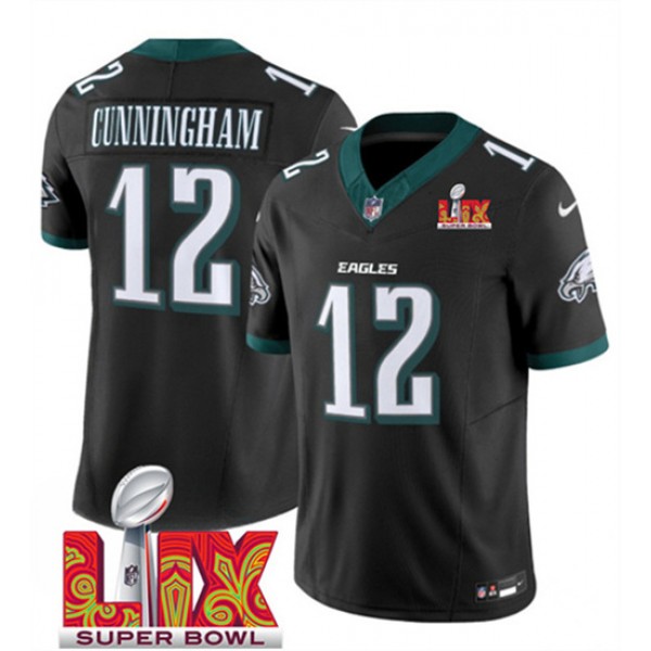 Philadelphia Eagles #12 Randall Cunningham Black 2025 Super Bowl LIX Patch Vapor Untouchable Limited Stitched Jersey