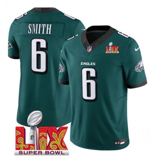 Philadelphia Eagles #6 DeVonta Smith Green 2025 Super Bowl LIX Patch Vapor Untouchable Limited Stitched Jersey