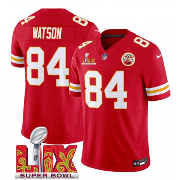 Kansas City Chiefs #84 Justin Watson Red 2025 F.U.S.E. Super Bowl LIX Patch Vapor Untouchable Limited Stitched Jersey